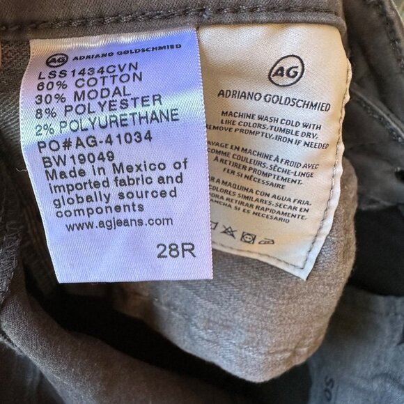 AG The Primo Cigarette Leg Charcoal Gray Adriano Goldschimied  Stretch Jeans 28 - Picture 8 of 11